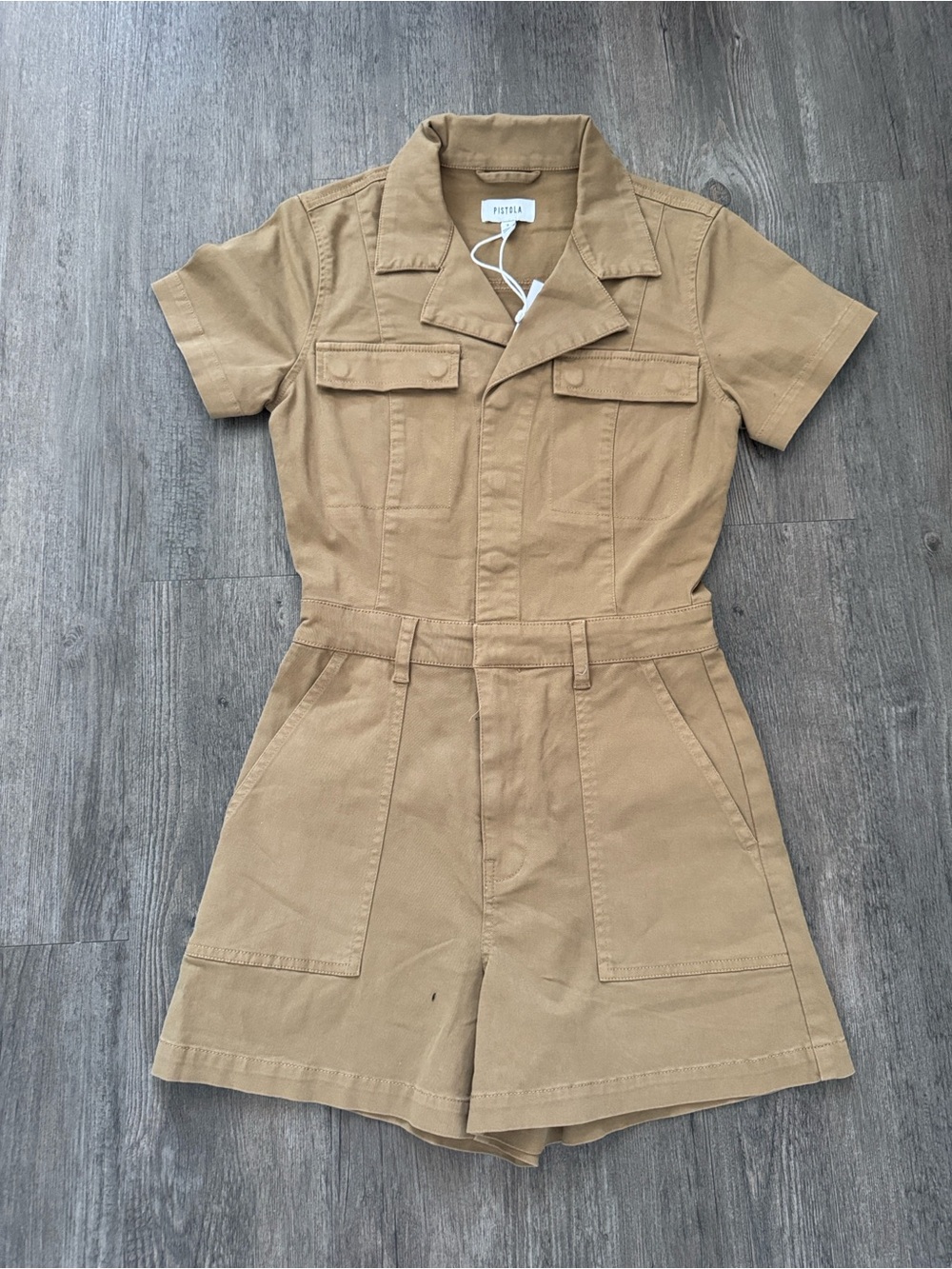 pistola Tan Collared Shirt with Brand Tag